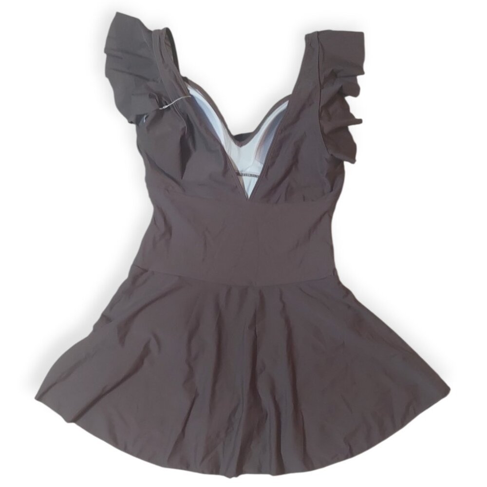 Aidonger One-Piece Swimdress Tummy Control V-Neck Tie Knot Swimsuit Size L NWT - Picture 4 of 8